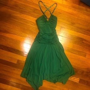 Green BCBG Dress with Gold Sequin Straps